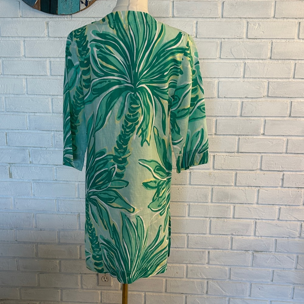 Green Leaf Print Dress - Picture 3 of 5